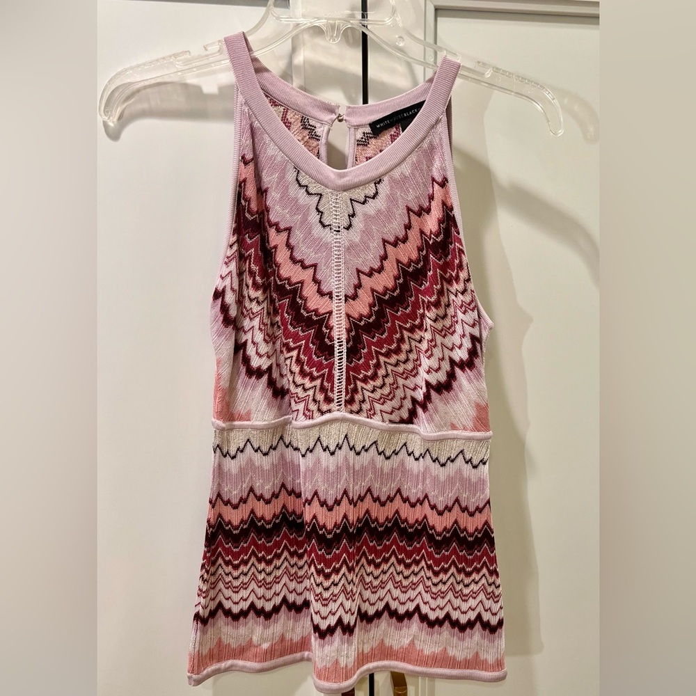 White House Black Market pink/purple/gold shimmer knit tank top